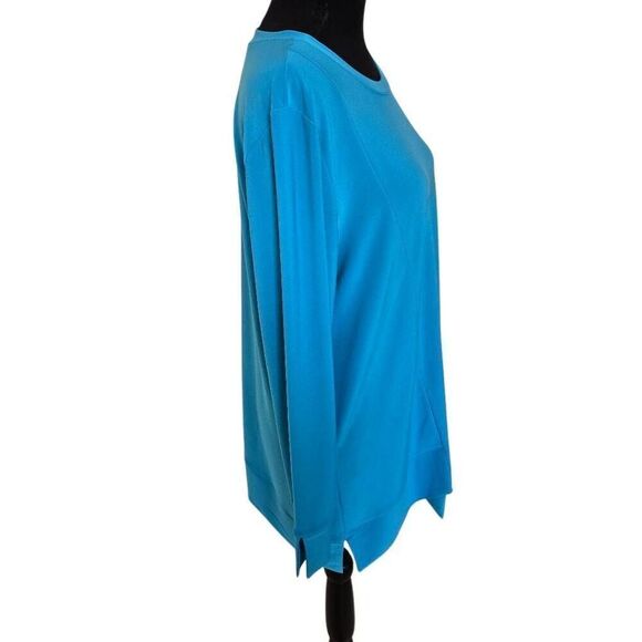 By JJ Womens Asymmetrical Hem Crew Neck Long Sleeve Tunic Top Turquoise Medium - Picture 5 of 10